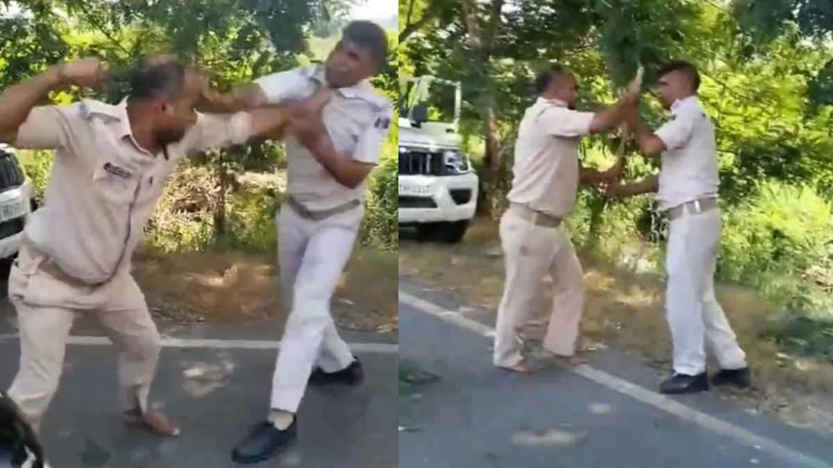 बिहार पुलिस के जवानों के बीच सड़क पर हुई मारपीट, वीडियो वायरल